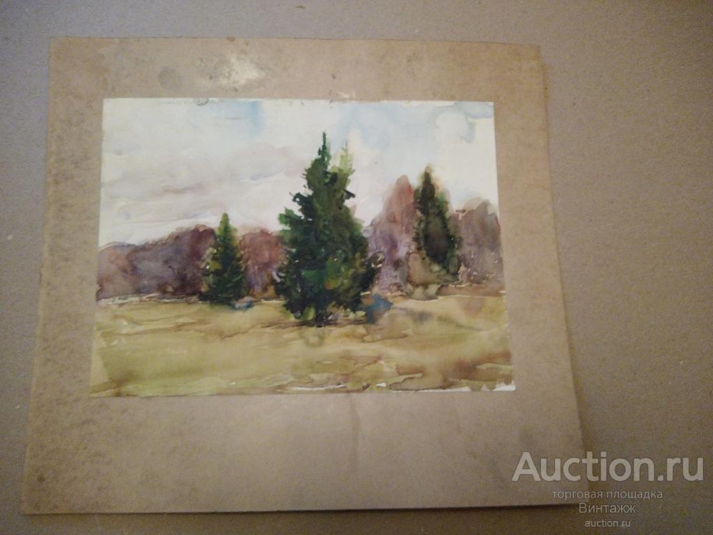 Картина Богданов А.Н. Ели Акварель бумага картон