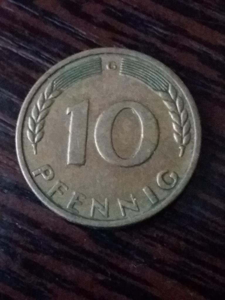 ФРГ  10  пфеннигов 1950 G  год
