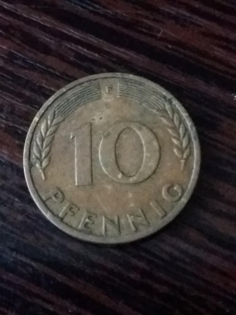 ФРГ  10  пфеннигов 1950 F  год