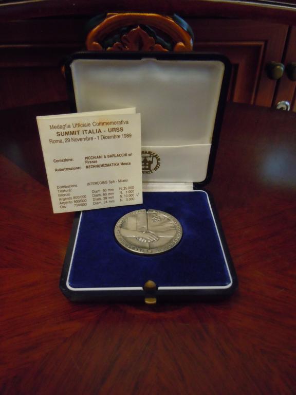 Медаль "Встреча на высшем уровне Италия-СССР", 1989г