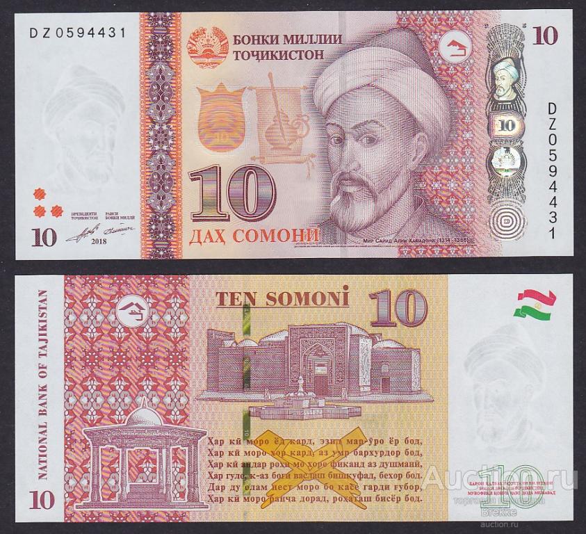 Таджикские 10 рублей. Банкноты Таджикистана. Самунини. Сомони. Таджикские купюры.