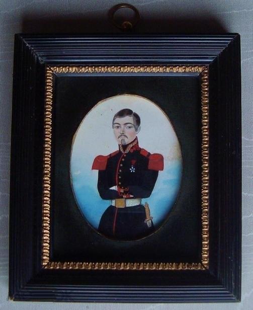 Миниатюра "портрет офицера"; бумага, акварель, Франция сер. XIX в.