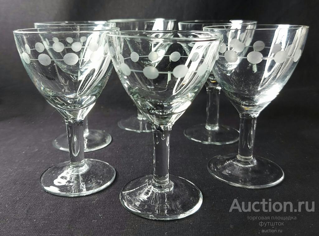 Рюмки Стекло Горошек Травление СССР Отличное состояние //21.1.43/