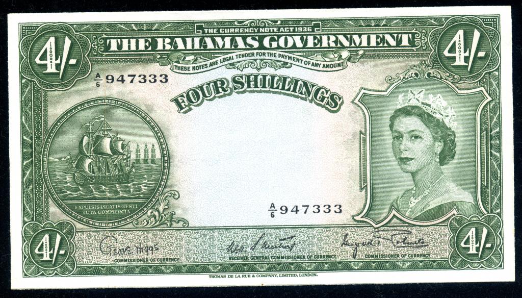 Багамы Багамские острова 4 шиллинга 1953 Pick 13d UNC