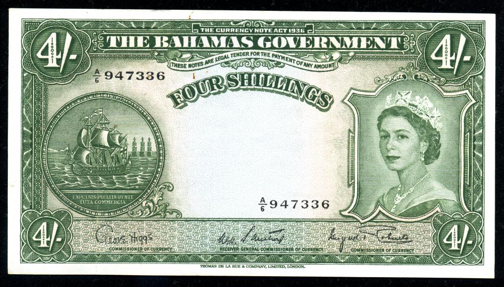 Багамы Багамские острова 4 шиллинга 1953 Pick 13d AUNC