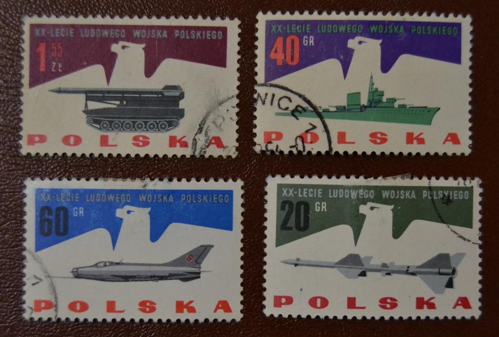 Польша 1963 год. 20 лет Польской Народной Армии Самолет Ракета Корвет Гаш