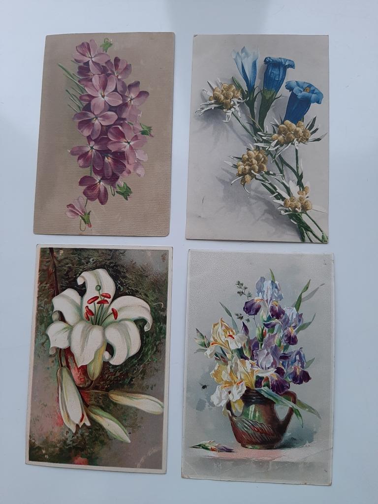 ОТКРЫТКИ  ЦВЕТЫ НАЧАЛО 20 В 4 ЕД
