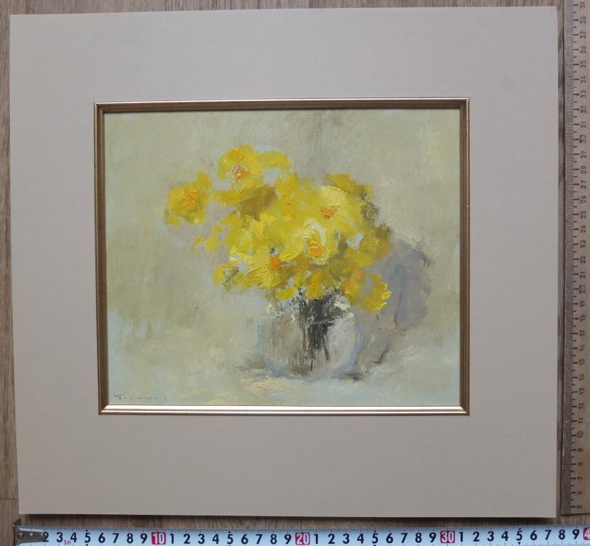 Картина натюрморт Желтые цветы, холст, масло