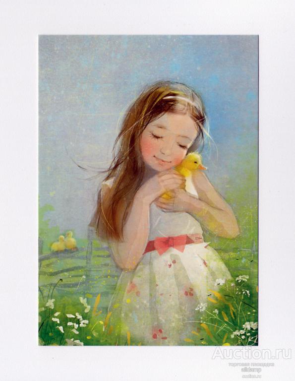 Открытка, Россия, Бабок, чистая. Нежность, Ути-пути, утенок, чистота, дети, детство, счастье, душа
