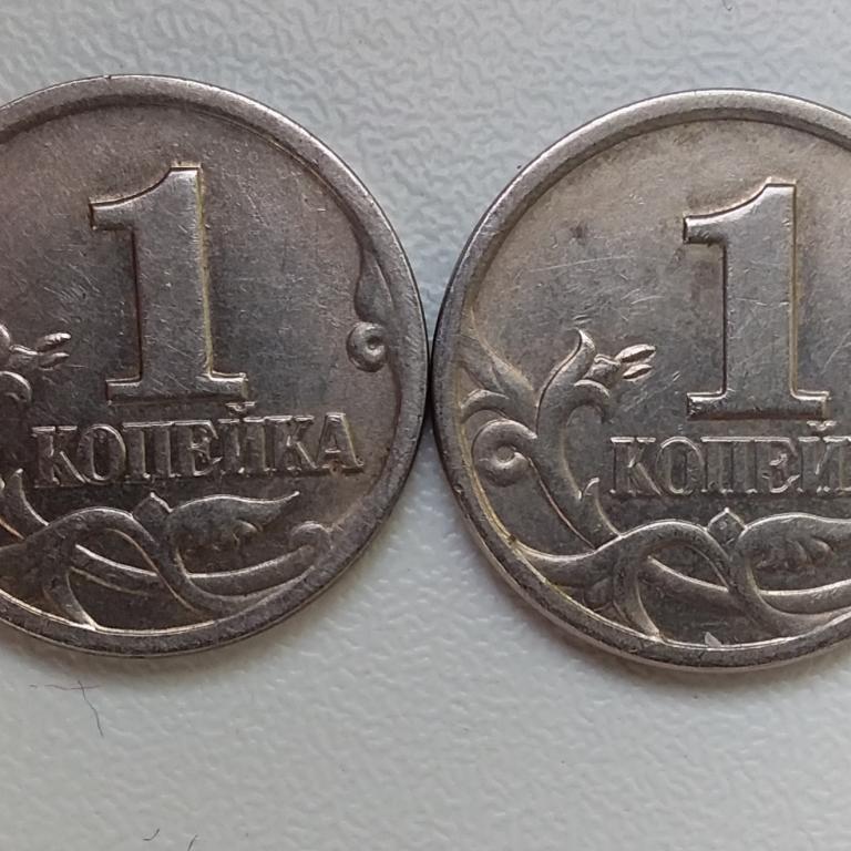 Монеты 1коп 1998 М Брак (выкрошка "пчёлы на бутоне" ) комплект из 2х шт.