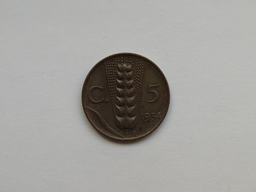 5 чентезимо 1934 г. - Италия