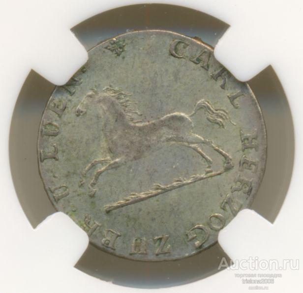 Брауншвейг, 1/24 талера 1825-го года. РЕДКОСТЬ. Very Choice Uncirculated, слаб ННР.