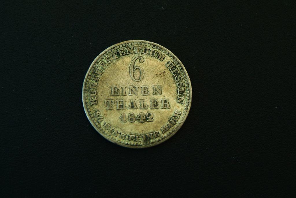 Германия Гессен-Кассель 1/6 талера 1842 КМ 590