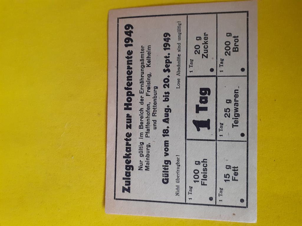 Продуктовая карточка.Нермания 1949г