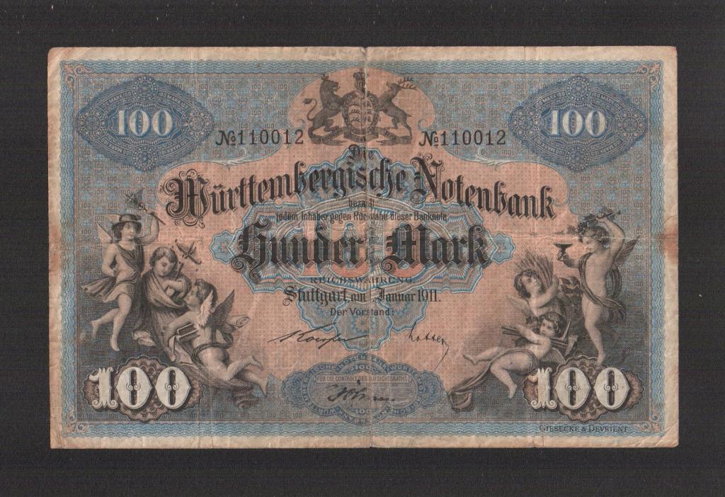 Германия. Штутгарт. 100 марок 1911