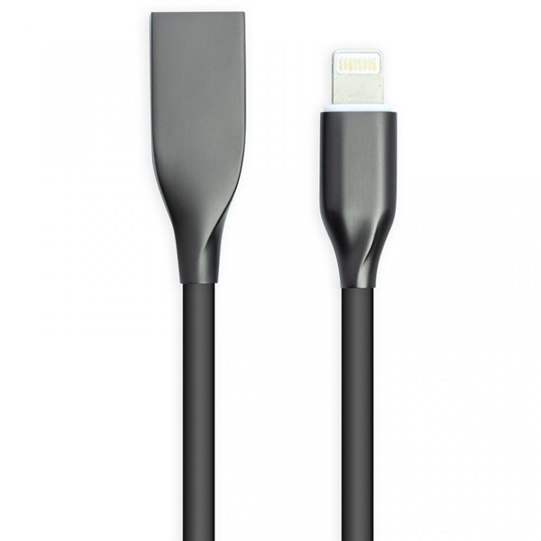 Кабель PowerPlant USB - Lightning, 1м, силикон, черный (CA911790)
