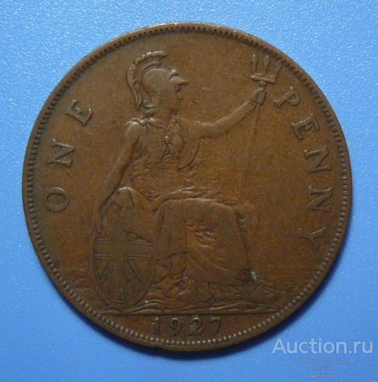 1 пенни 1927 года, Великобритания, хороший. Монеты Англии. Монеты Британии.