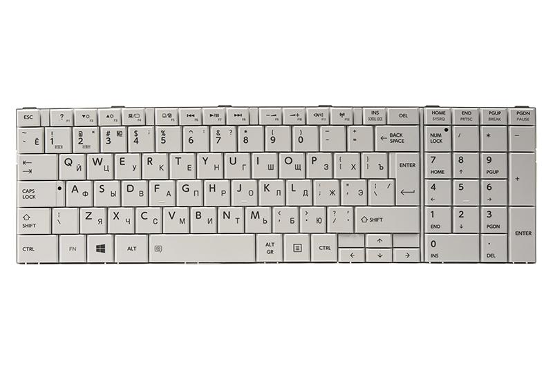 Клавиатура для ноутбука TOSHIBA Satellite C850, C870 белый, белый фрейм (KB311781)