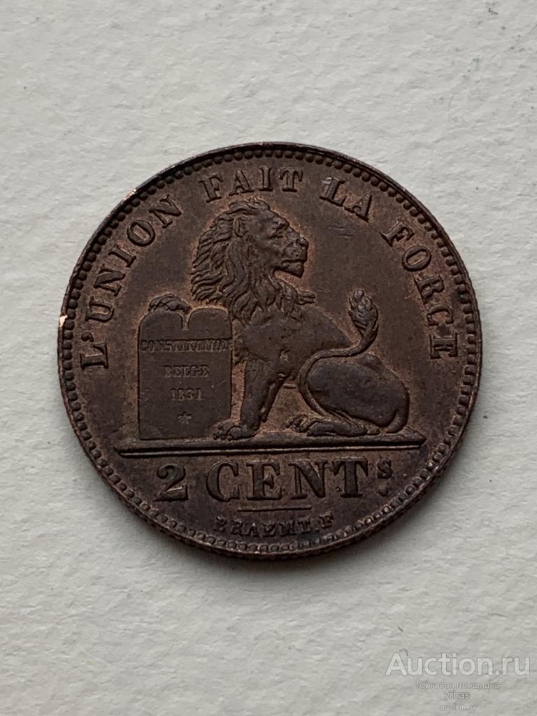 Бельгия 2 сентим 1919 UNC