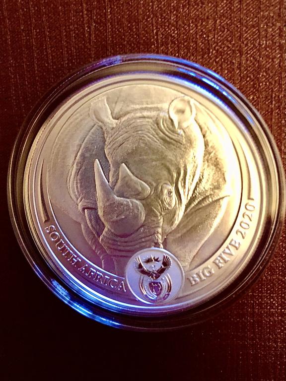 Юар Носорог 2020г.(Большая пятерка) 1oz проба 999