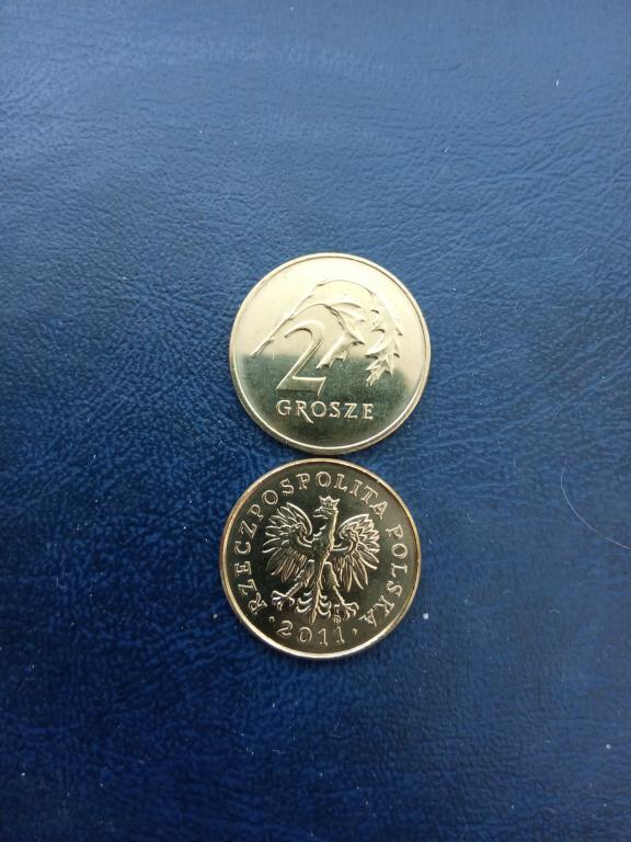 2 гроша Польша 2011 из банковской упаковки unc