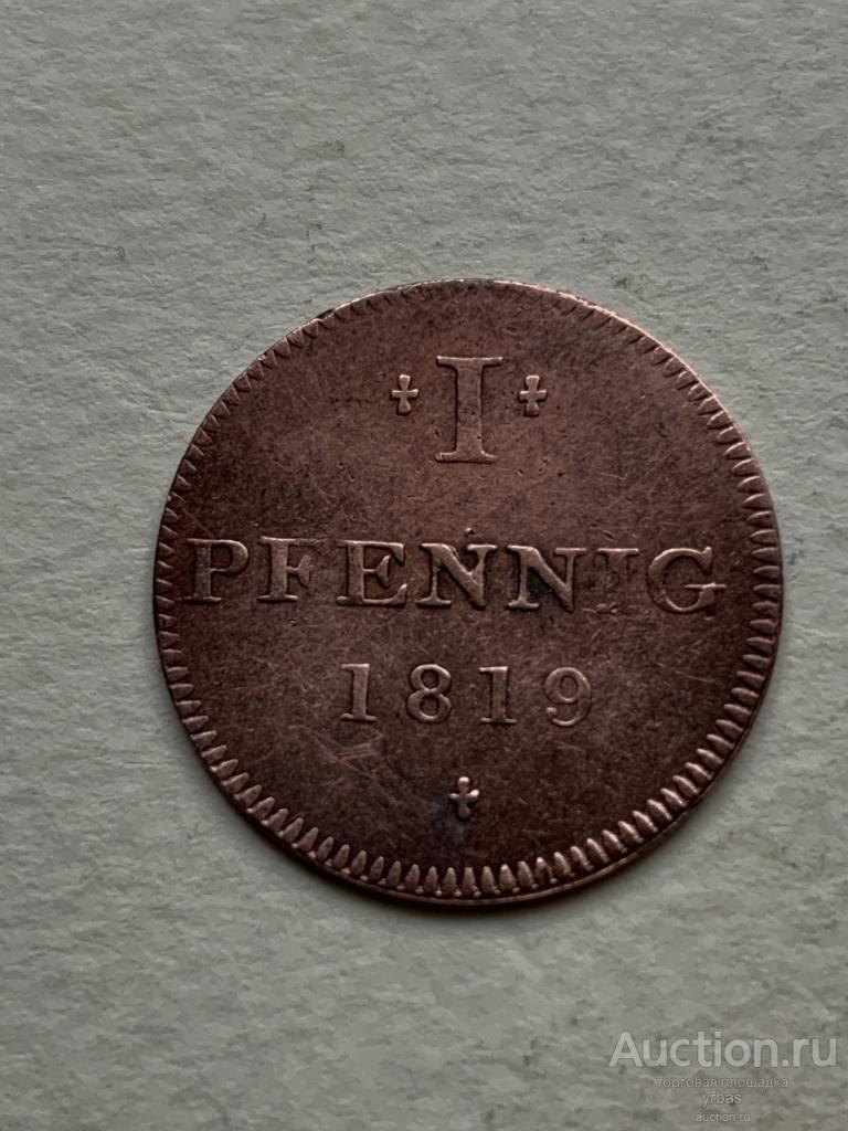 Франкфурт 1 пфенниг 1819 -1