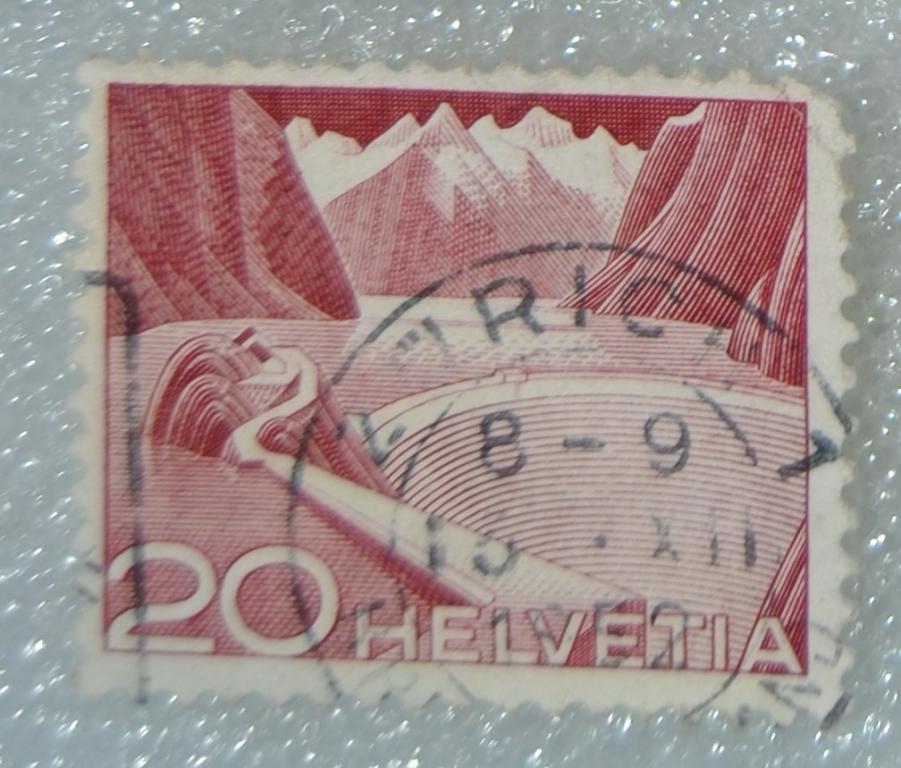 Швейцария 1952 год  Водохранилище Гримзель  гаш