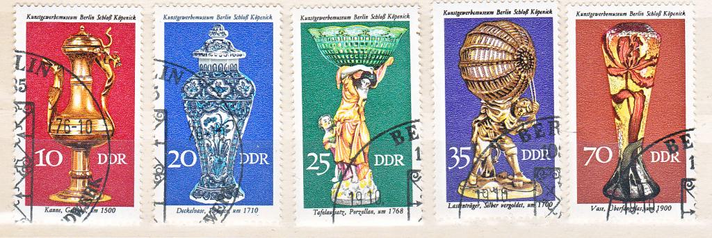 Марки ГДР 1976 Mi № 2171-2175 Старинные вазы Серия 5 марок Искусство