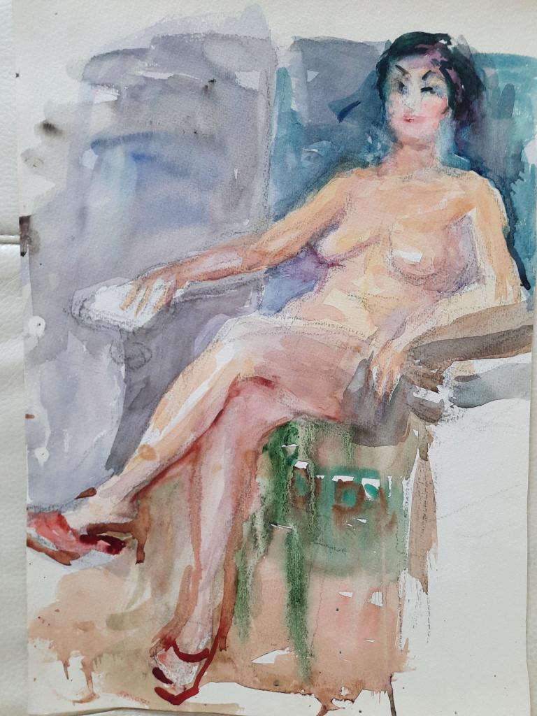 Яновская О.Д. (1900-1998) Сидящая обнаженная, закинувшая нога на ногу