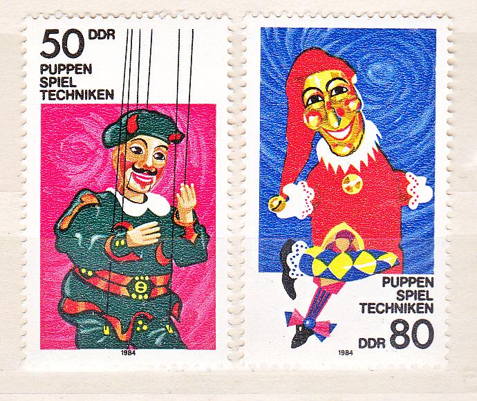 Марки ГДР 1984 Mi № 2876-2877 Театр кукол  Серия 2 марки MNH ** Марионетки