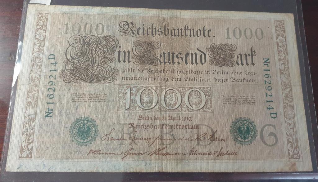 Имперская банкнота 1000 марок 21 апреля 1910