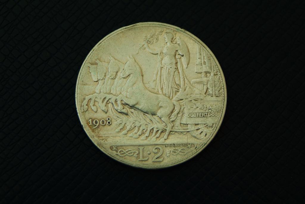 Италия 2 лиры 1908 КМ 46