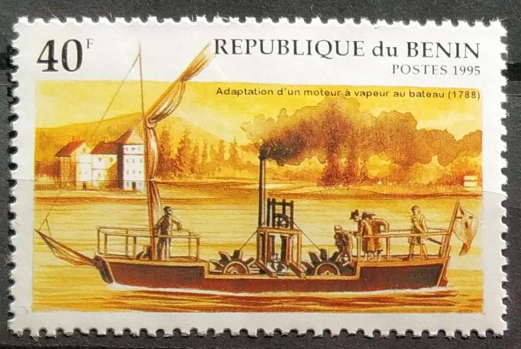 Бенин 1995 40ф колесный пароход 1788 корабли