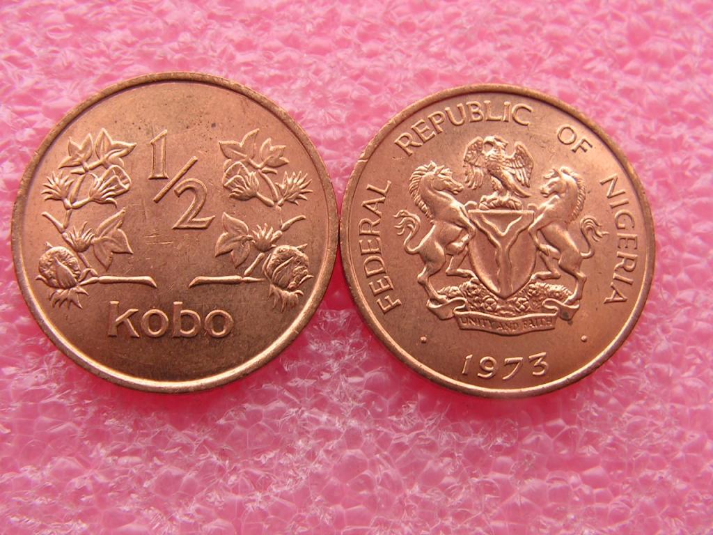 Нигерия 1/2 кобо 1973 unc