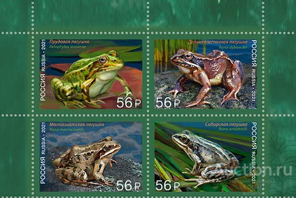 Россия-2021, № 2732-35. Фауна России. Лягушки. Квартблок (серия).