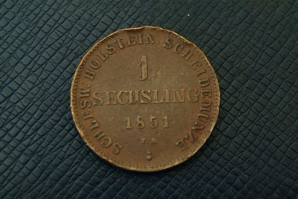 Германия Шлезвинг-Голштейн 1 зекслинг 1851 КМ 24