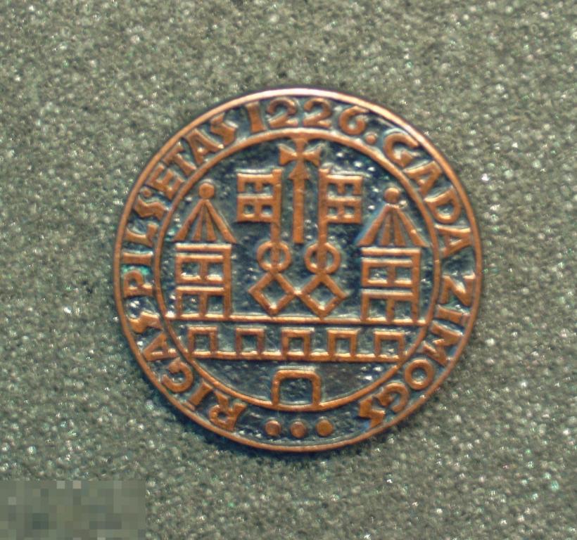 Значок - печать города Рига 1226 год. Тяжёлый, медь. 