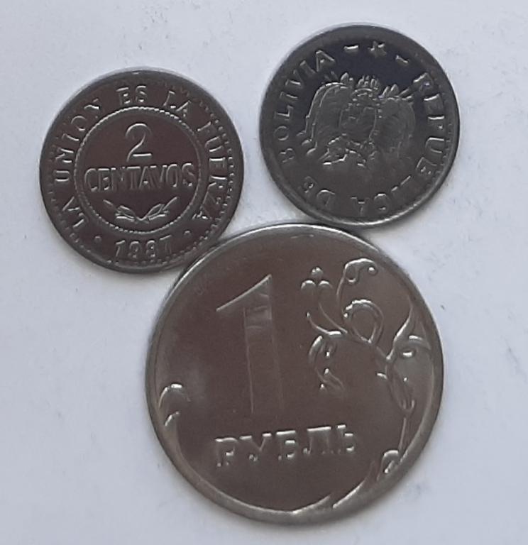 Боливия. 2 сентаво, нержавеющая сталь, 1987