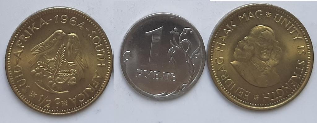 ЮАР. Птицы - 1/2 цента, латунь, 1964