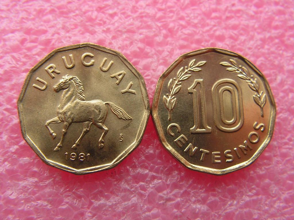 Уругвай 10 чентезимо 1981 unc