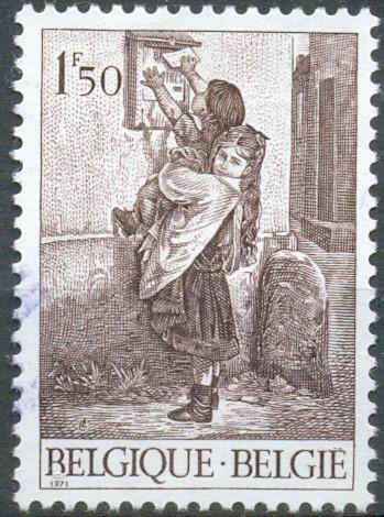 Бельгия 1971 г. Молодежная филателия 1971 - " Почтовый ящик " Т. Лобришона .  Mi 1628  гаш