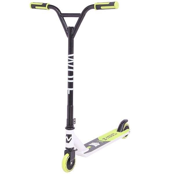 Самокат трюковый NOVATRACK WOLF EL белый/зеленый (колеса 100*100 мм)