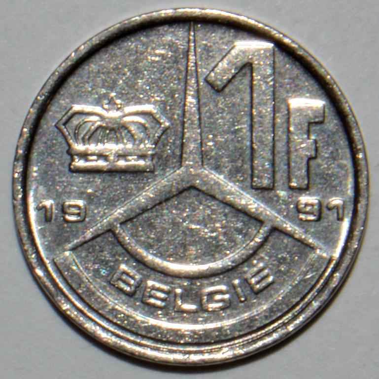 Бельгия 1 франк 1991 BELGIE (С14а)