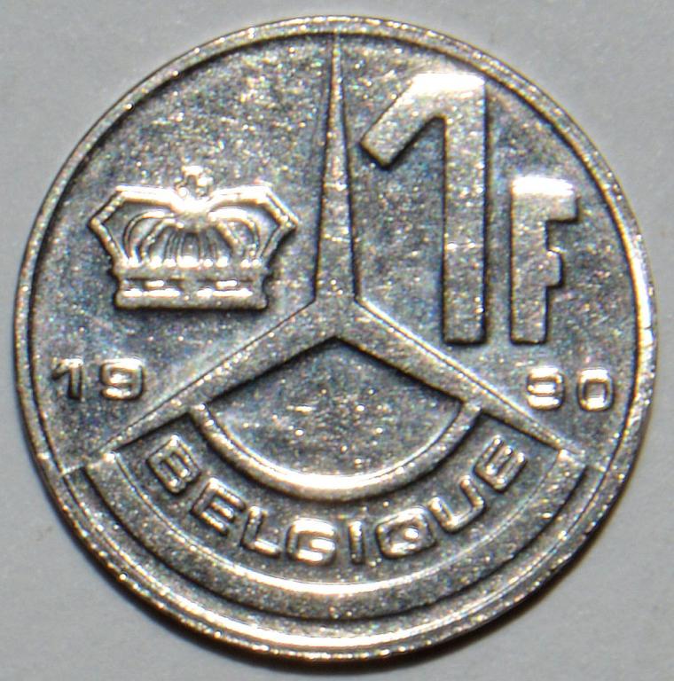 Бельгия 1 франк 1990 BELGIQUE (С14а)
