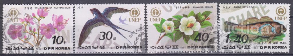 КНДР 1992 флора и фауна Mi3346-3348,3353