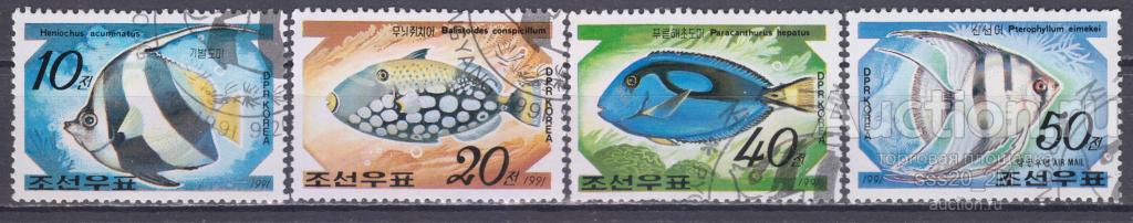 КНДР 1991 рыбы Mi3235,3236,3238,3239