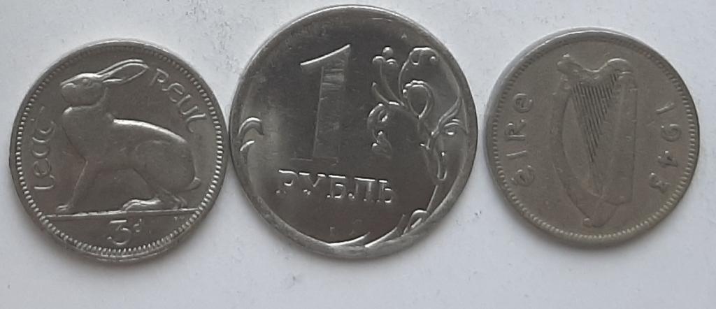 Ирландия. Заяц-беляк - 3пенса, медь- никель, 1943