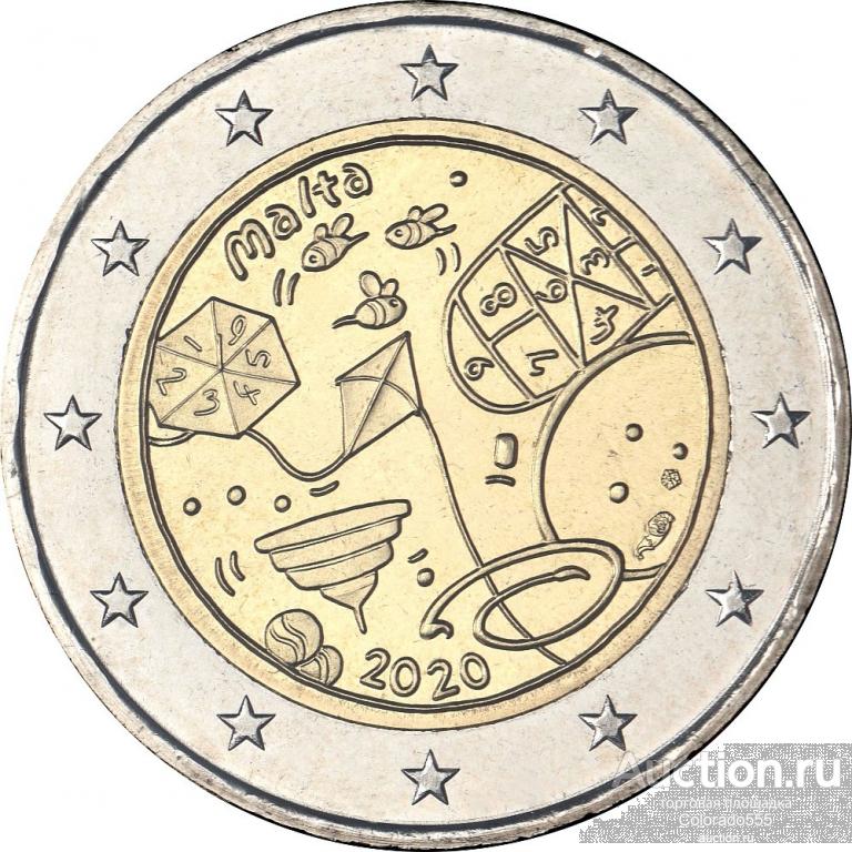 Мальта, 2 евро 2020 г., Детские игры. UNC.