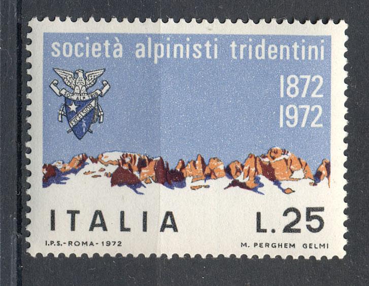 Италия 1972 г. 100 лет Альпийскому обществу  негашеная**