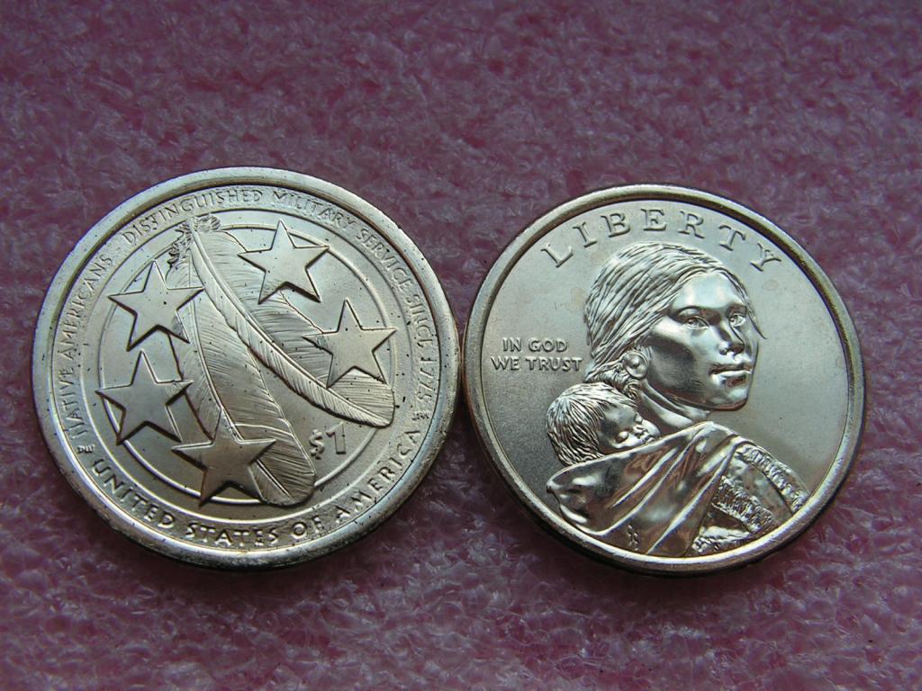 США 1 доллар 2021 Сакагавея P unc / индейцы на военной службе